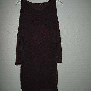 Sexy, cold shoulder heathered purple dress!